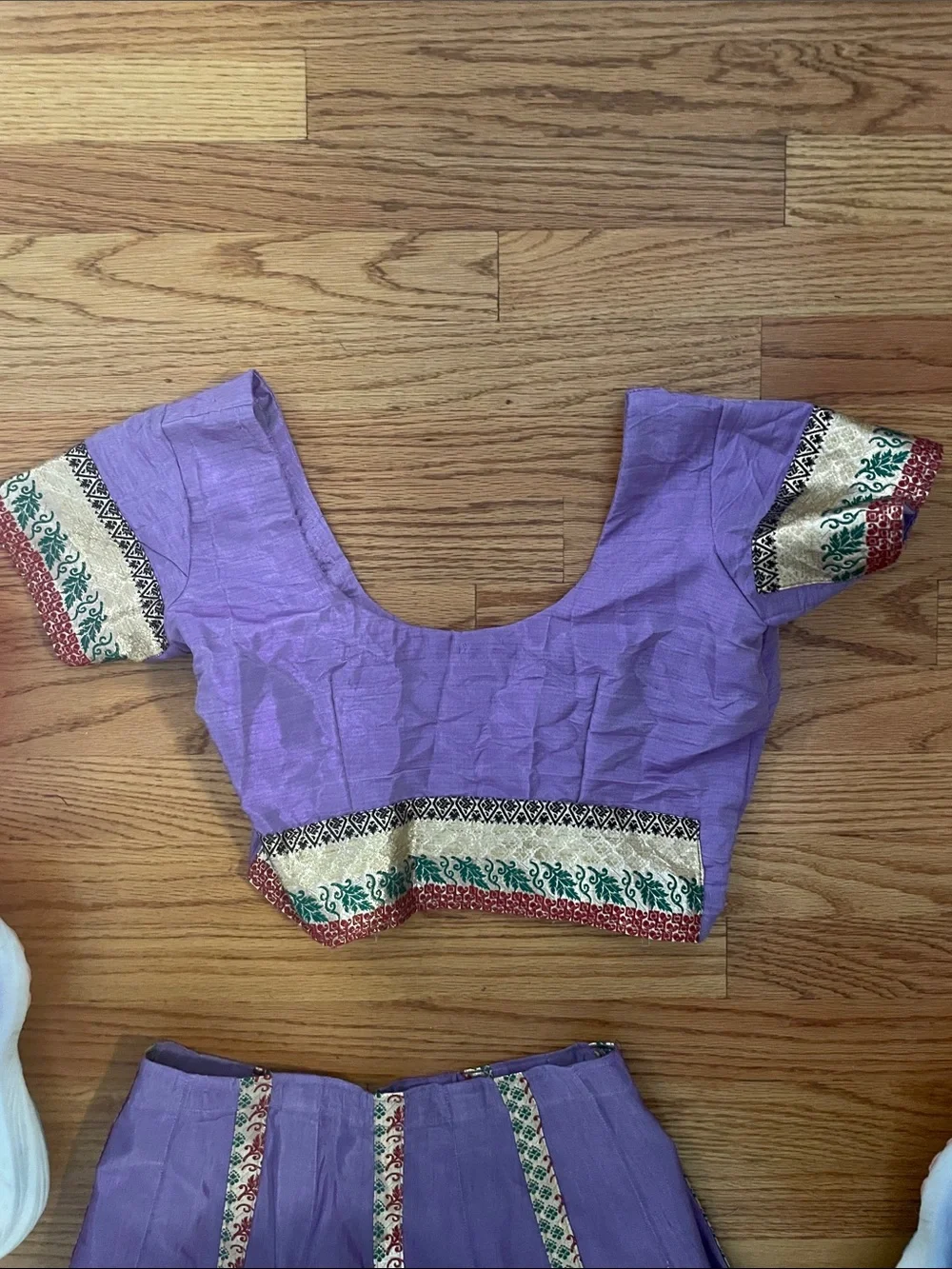 Purple Embroidered Women's Skirt Set with Pink Dupatta